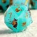 DNDND Owl Aqua Blue Translucent Resin Dice Set 7Piece Sharp Edge RPG Dice for DD with Stickers Handcrafted Premium Metal Case Gift - Image 2
