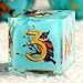 DNDND Owl Aqua Blue Translucent Resin Dice Set 7Piece Sharp Edge RPG Dice for DD with Stickers Handcrafted Premium Metal Case Gift - Image 4