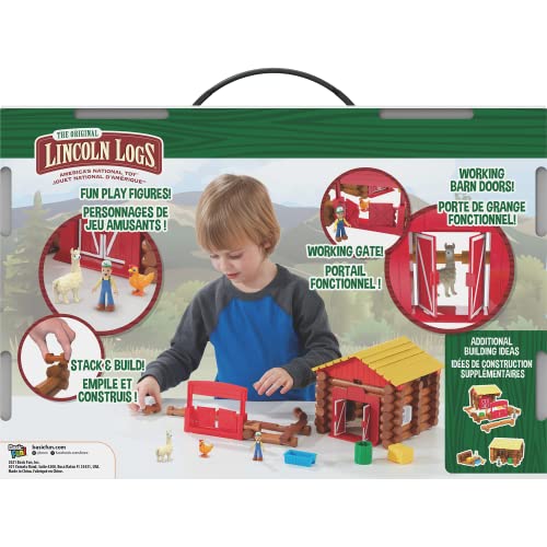 Basic Fun Lincoln Logs – Fun On The Farm - 102 Parts - Real Wood Logs - Ages 3+ - Image 2