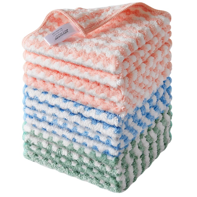 JOYMOOP Microfiber Cleaning Cloth Mixed Color Towels with Edging Large Size 6 Pack 118 x 157 Absorbent Streak Free Lint Free Rags for Cleaning Reusable and Washable Towels - Image 2