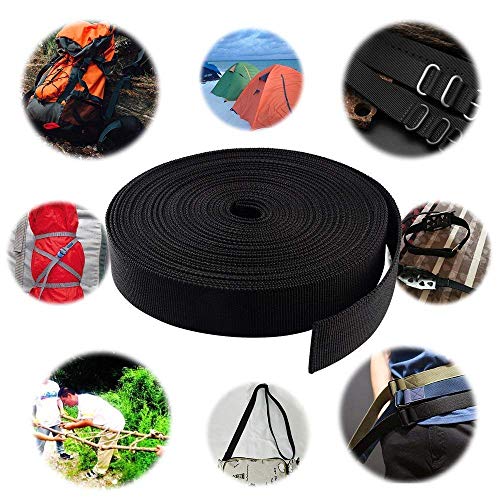 GGZZ Flat Nylon Webbing Strap, 1 Roll 10 Yards 2 Inch Wide Polypropylene Heavy Straps for Bags, Canoe Seat, Slings, Outdoor Climbing and DIY Making Luggage Strap, Pet Collar, Backpack Repairing (Black) - Image 5