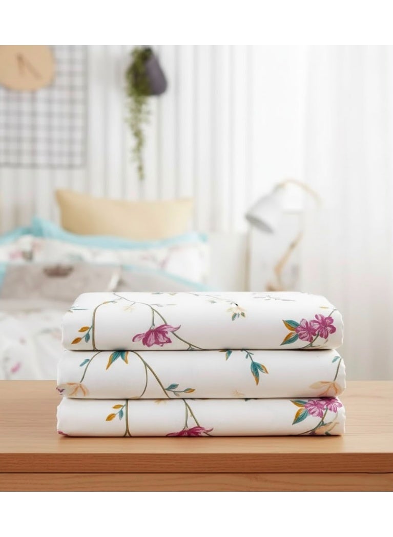 3-Piece 150 GSM Microfiber King Size Bed Sheet Set - Elegant Floral Vine Pattern, Includes 1 Flat Sheet (270x250 CM) & 2 Pillowcases (50x75 CM) - Image 4
