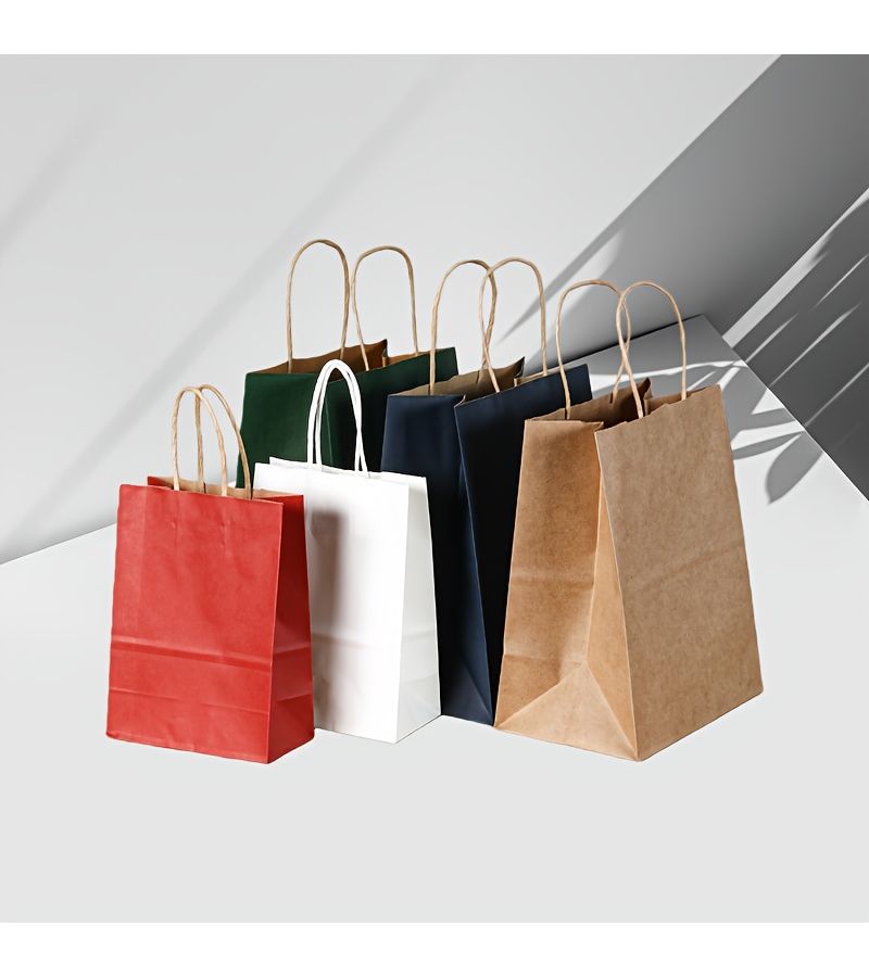 Gift For Her Him Set Of 12 Colorful Red Paper Gift Bags With Handles Wholesale Cardstock Party Gift Bags Suitable For Small Gifts Small Businesses Christmas Halloween Birthday Shower Wedding Party Supplies - Image 5