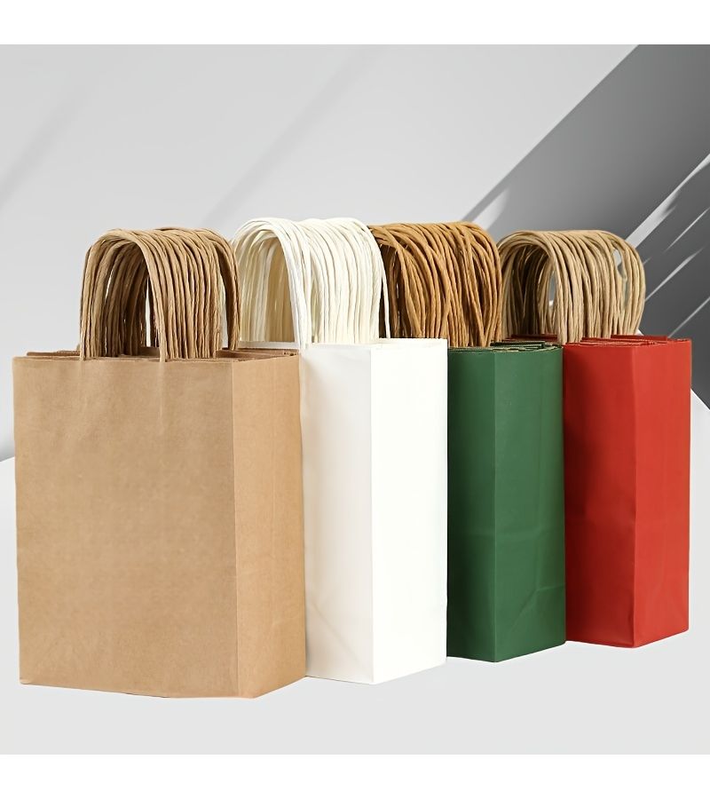 Gift For Her Him Set Of 12 Colorful Red Paper Gift Bags With Handles Wholesale Cardstock Party Gift Bags Suitable For Small Gifts Small Businesses Christmas Halloween Birthday Shower Wedding Party Supplies - Image 2