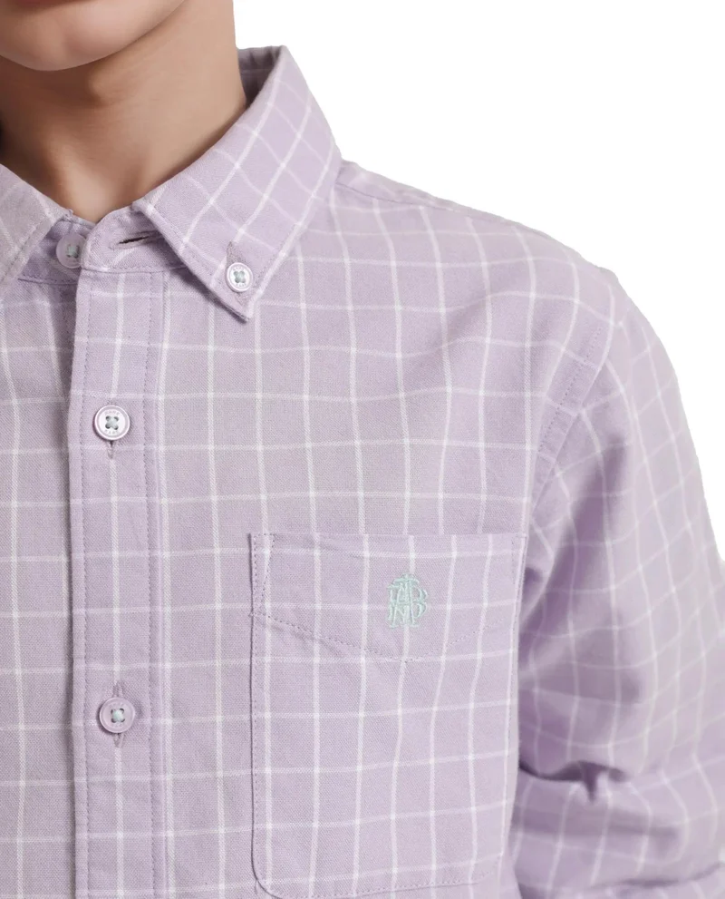 Rare Ones Rare Ones Kids Crew Purple Cotton Full Sleeves Button Down Collar Regular Fit Checked Shirt