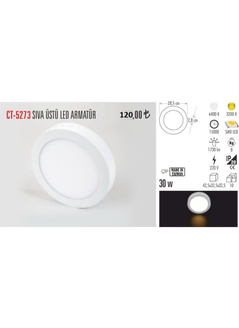 CATA 30 Watt Surface Mounted Round Panel LED Luminaire CT-5273 White Light Surface Mounted 30 Watt  - Image 2