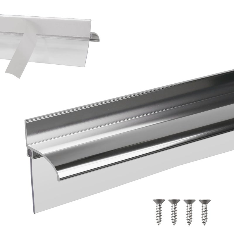 AQDD 25 Shower Door Bottom Deflector for Chrome Framed Shower Door Drip Rail Replacement with Vinyl Sweep - Image 2