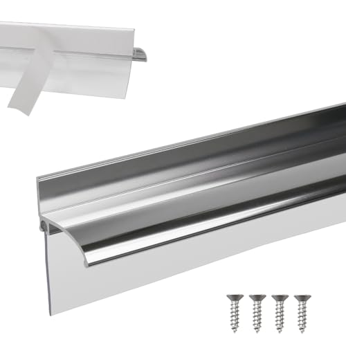 AQDD 25 Shower Door Bottom Deflector for Chrome Framed Shower Door Drip Rail Replacement with Vinyl Sweep - Image 1