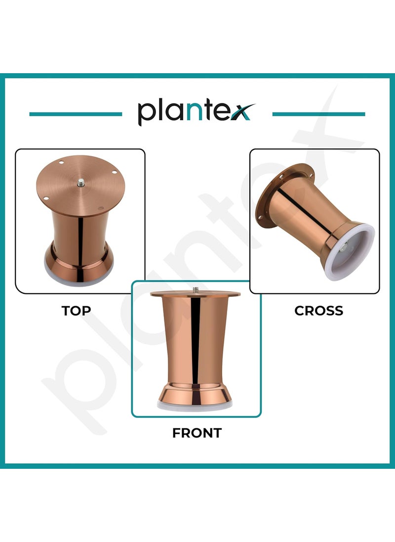 plantex Plantex 4 Inch Sofa Legs for Bed FurnitureSofa Legs for TableSofa Support Legs with Rubber Grip Brass Antique 8 Pcs  - Image 5