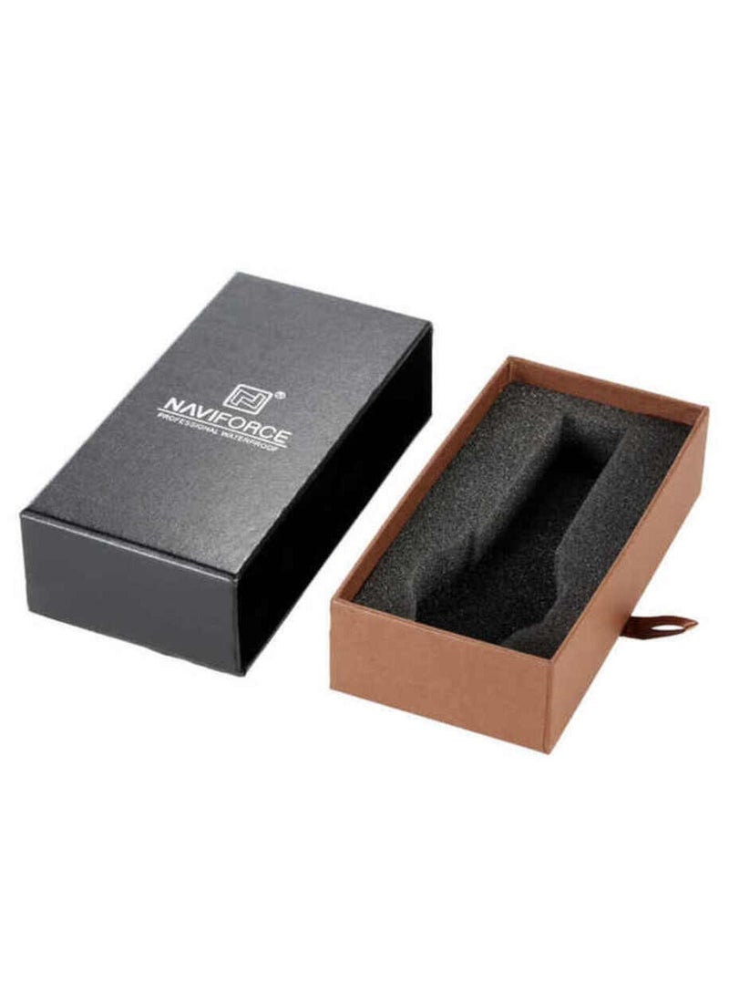 نافيفورس ساعة يد رجالية من NAVIFORCE NF8061، ساعة رياضية مقاومة للماء، بحزام جلدي - Image 4
