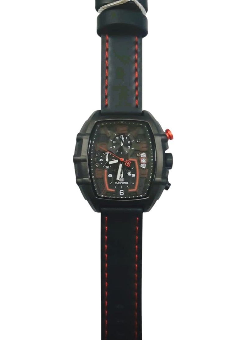 نافيفورس ساعة يد رجالية من NAVIFORCE NF8061، ساعة رياضية مقاومة للماء، بحزام جلدي - Image 2