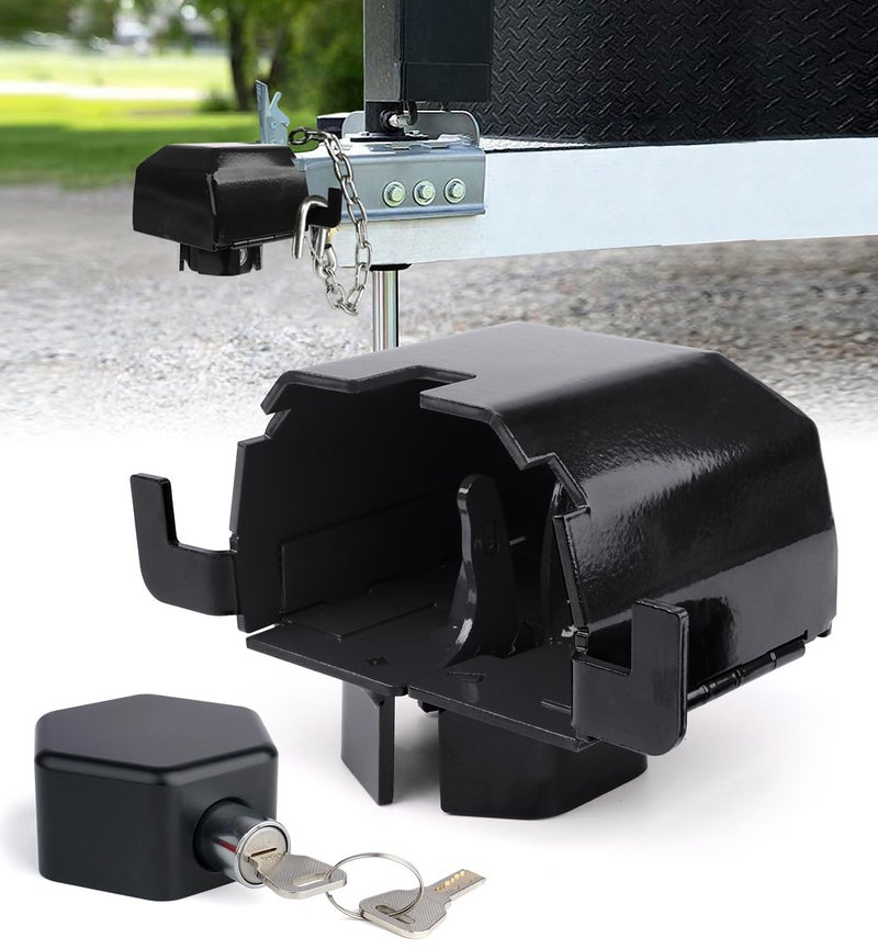 Aupar AntiTheft Trailer Hitch Lock HeavyDuty Steel Trailer Lock Fits for 2 516Inch Coupler Sleek Black FinishPatented Design