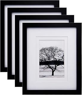 Egofine Egofine 8x10 Picture Frames 4 PCS, Made of Solid Wood Display 4x6 and 5x7 with Mat HD Plexiglass, for Table Top Display  - Image 1