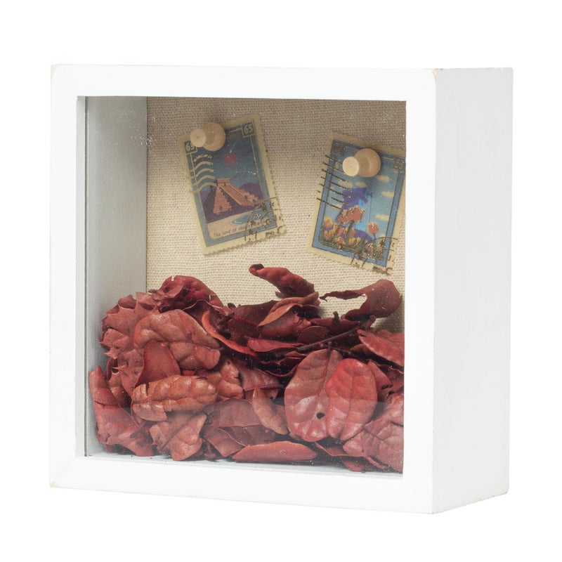 Increased Fire Shadow Box Frame 6x6 Shadow Box Display Case with Linen Back of Awards Memorabilia Flower, Pictures, Keepsakes、Bouquet、Medals and More Photos Memory Box White - Image 1