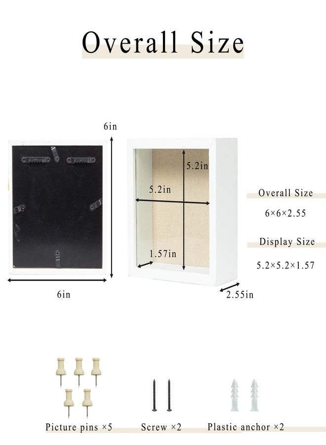 Increased Fire Shadow Box Frame 6x6 Shadow Box Display Case with Linen Back of Awards Memorabilia Flower, Pictures, Keepsakes、Bouquet、Medals and More Photos Memory Box White - Image 5