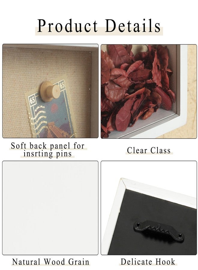 Increased Fire Shadow Box Frame 6x6 Shadow Box Display Case with Linen Back of Awards Memorabilia Flower, Pictures, Keepsakes、Bouquet、Medals and More Photos Memory Box White - Image 4