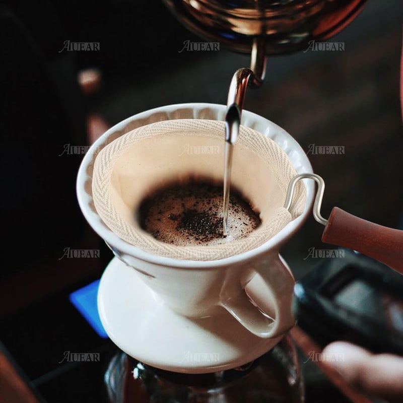 AUEAR, Wooden Handle Coffee Filter Reusable Cafe Flannel Cloth Bag Sock Strainer - Image 3