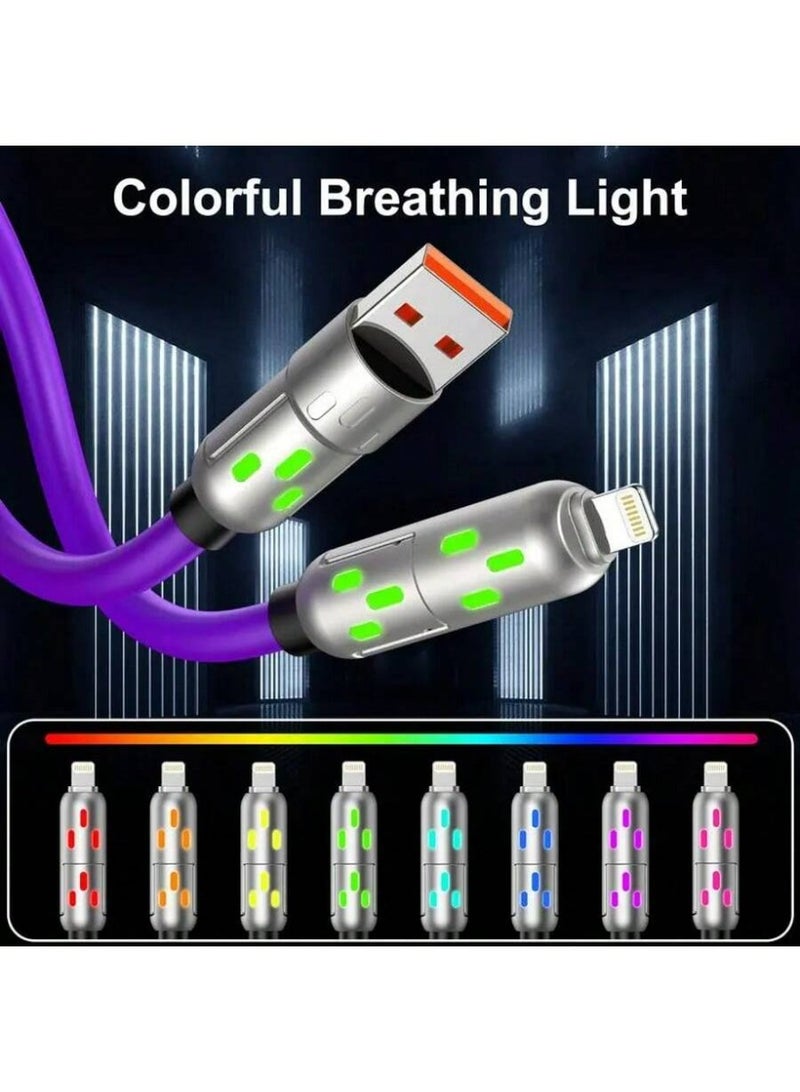 Ayshal 4-in-1 USB-C Cable, 6.6ft, 60W Fast Charging and Data Transfer with Aluminum LED Light, Nylon Braided, Compatible with Various Devices, MFi Certified, Compatible with Android, Camera, MP3, Universal Charger Adapter - Image 3