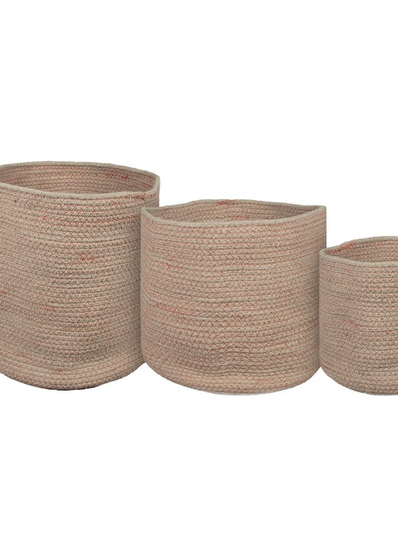 N & H Eco-friendly Handmade Jute Fabric Planter Baskets - Set of 3 - Organizer for Storage, Laundry and Home Décor (Red Sand) - Image 4