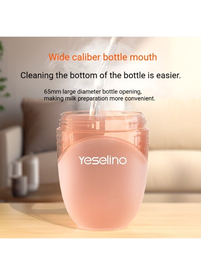 Yeselino Soft Silicone Baby Feeding Bottle with Handles, 210ml, Peach - Image 3