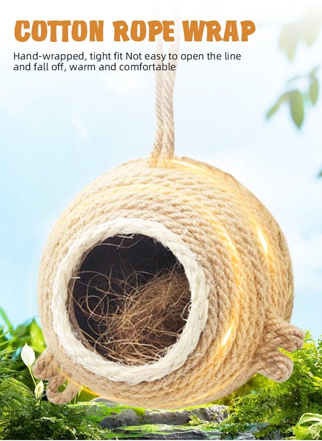 Soft Touch Natural Coconut Bird Nest Hanging Home Natural Coconut Fiber Shell Bird Cage with Hook Bird House for Parrot Parakeet Lovebird Finch Canary Creative Retro Bird Carrier for Indoor & Outdoor Use  - Image 5