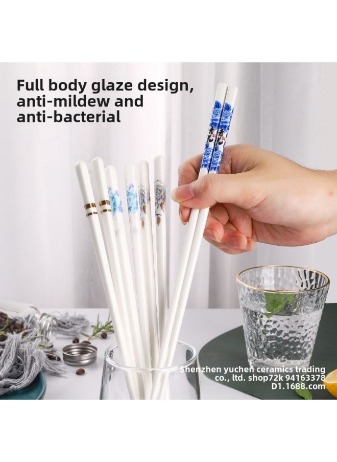Generic - Ceramic Chopsticks Household Restaurant Environmental Protection, Health, High Temperature, Easy To Clean, No Mold, High Color Value Bone Ceramic Tableware-Color:Happy Time - Image 1