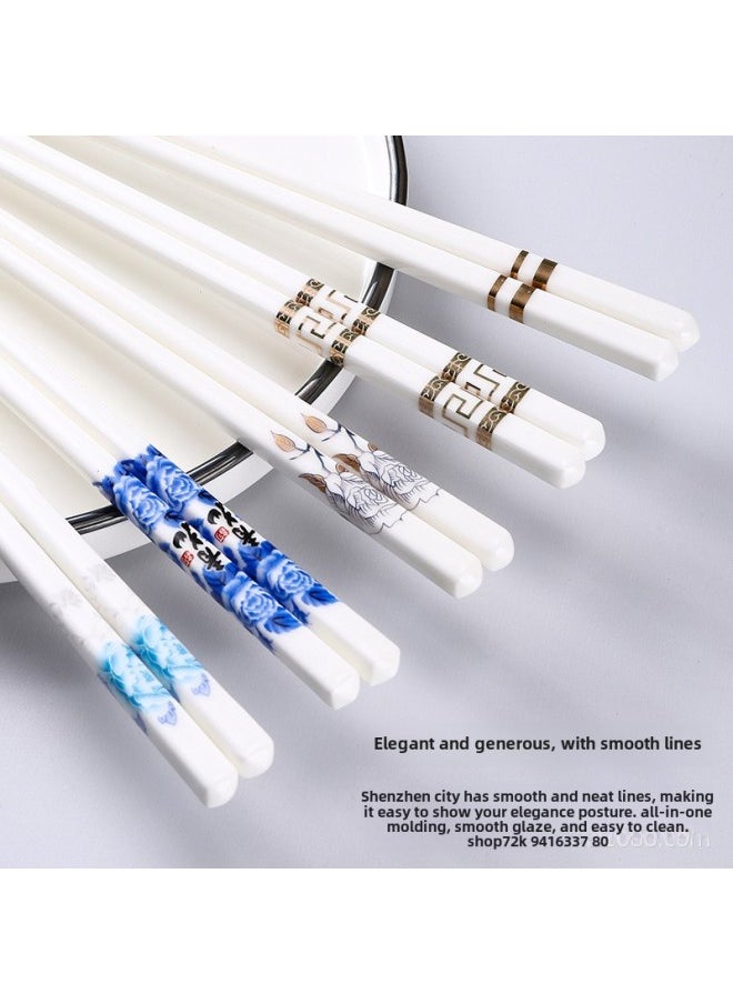 Generic - Ceramic Chopsticks Household Restaurant Environmental Protection, Health, High Temperature, Easy To Clean, No Mold, High Color Value Bone Ceramic Tableware-Color:Happy Time - Image 1