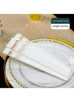 Ceramic Chopsticks Household Restaurant Environmental Protection, Health, High Temperature, Easy To Clean, No Mold, High Color Value Bone Ceramic Tableware-Color:Happy Time