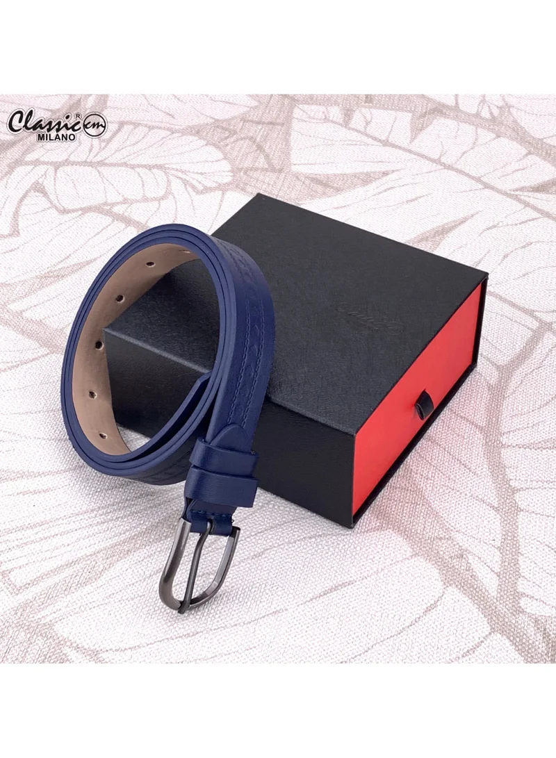 Classic Milano Blue (SGPU41) Classic Milano Women's Belt with Gift Box; Faux Leather Ladies Belt for Dresses, Jeans & Gowns; Stylish Womens Belt; Adjustable Girls Belt; Belt for Women | Full Length: 110 CM (Free Size - Fits up to the waist of 40 Inches / 100 CM) for Women | Best Price UAE