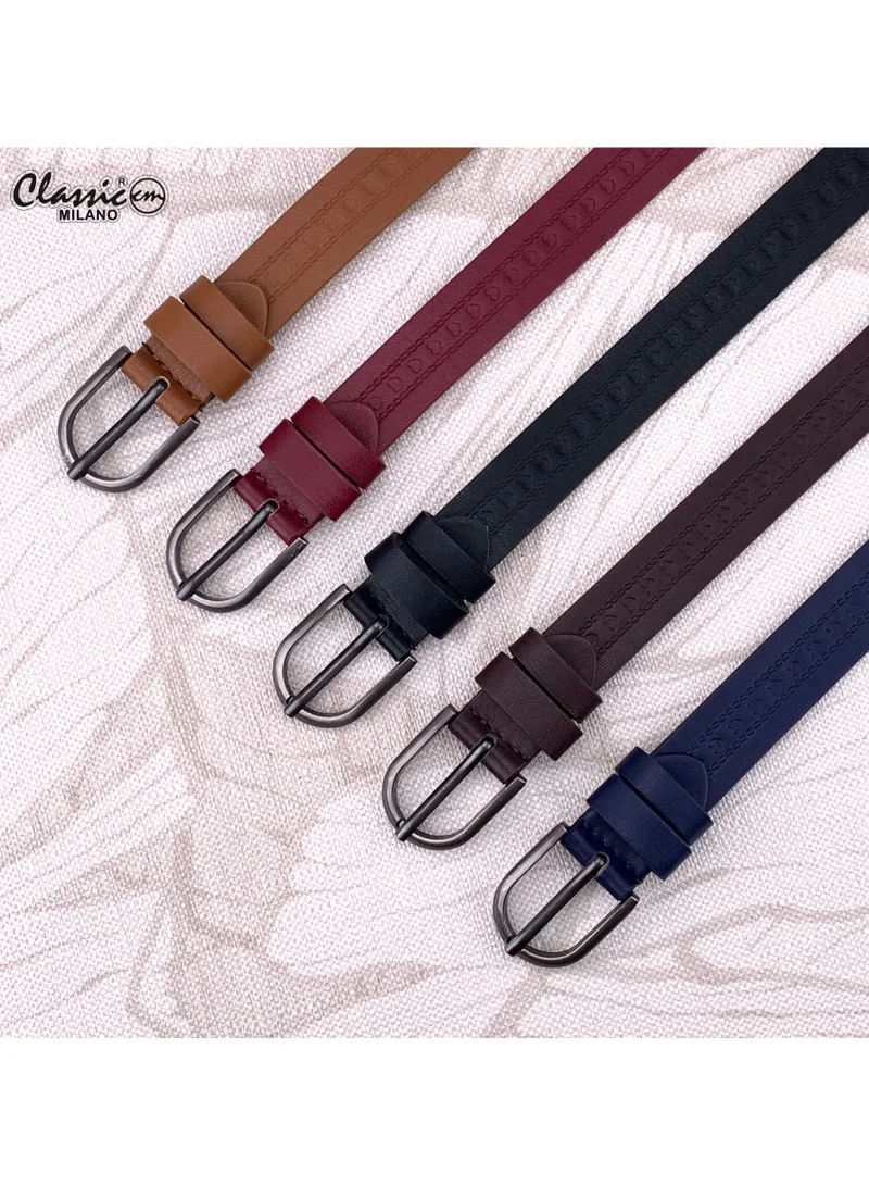 Classic Milano Blue (SGPU41) Classic Milano Women's Belt with Gift Box; Faux Leather Ladies Belt for Dresses, Jeans & Gowns; Stylish Womens Belt; Adjustable Girls Belt; Belt for Women | Full Length: 110 CM (Free Size - Fits up to the waist of 40 Inches / 100 CM) for Women | Best Price UAE