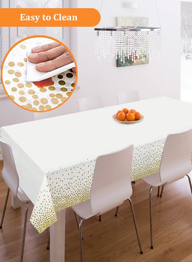 YIM-VIBEHAUS Disposable Plastic Tablecloth, White Gold Polka Dot Table Cloth for Party, 137 X 274 CM Table Cover Table Decoration for Picnic, Baby Shower, Birthday Decorations - Image 5