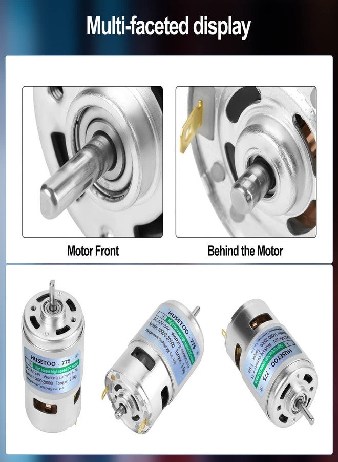HUSETOO ‌12V 775 DC Motor - High Torque (Max 20000 RPM) Dual Ball Bearing, Built-in Cooling Fan for Power Wheels Upgrade (D Shaft, Includes Bracket) - Image 3
