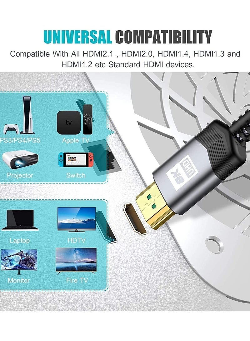 HDMI Cable - 8K 2M - Ultra High Speed HDMI Cord - Suitable for Computer Monitors, Projectors, TV, PS5, Xbox, Switch