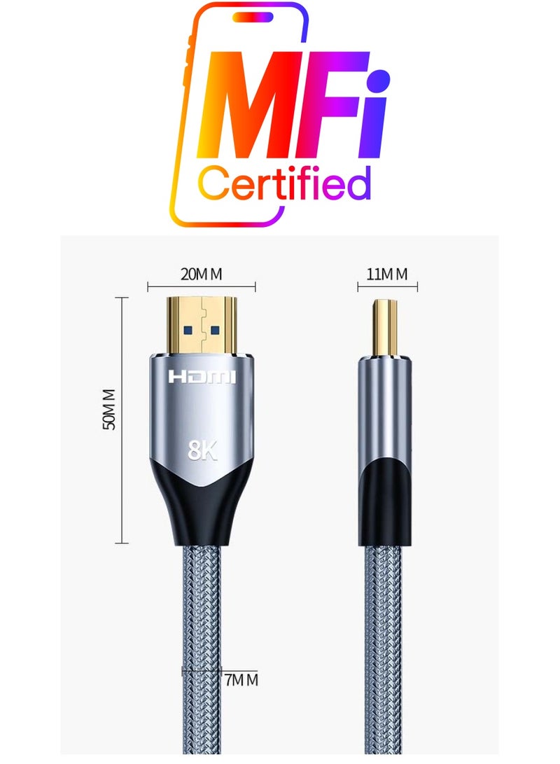 HDMI Cable - 8K 2M - Ultra High Speed HDMI Cord - Suitable for Computer Monitors, Projectors, TV, PS5, Xbox, Switch