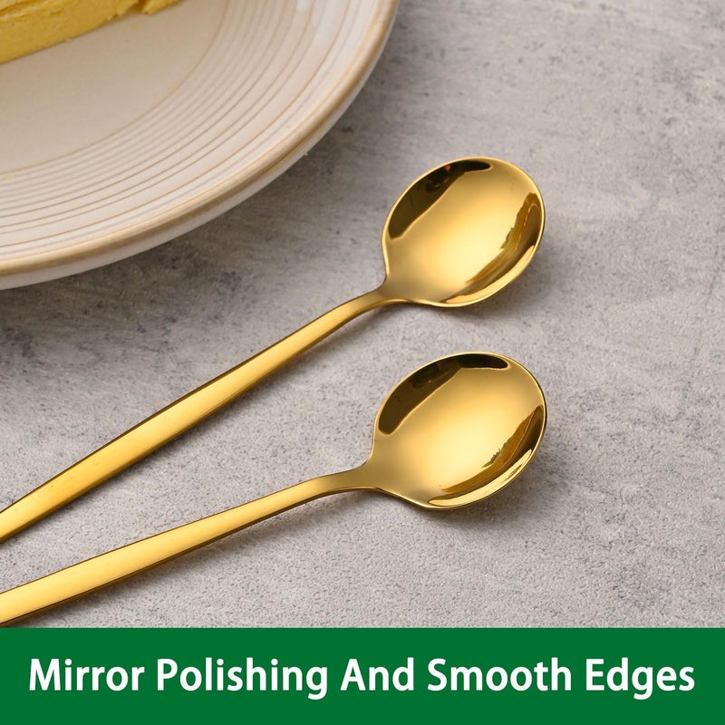 Dehov 5.1 Inch Coffee & Tea Spoon,6 Pieces Gold Stainless Steel Teaspoon,Mini Spoons For Dessert And Coffee,Durable Demitasse Coffee Spoons For Dessert - Image 4