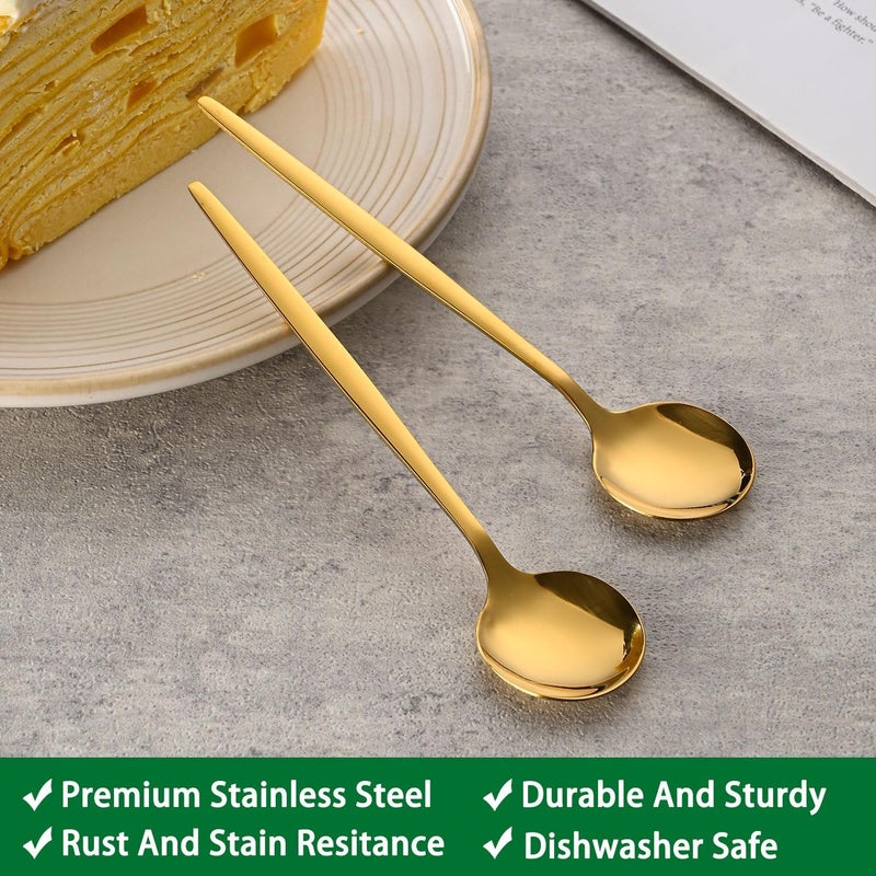 Dehov 5.1 Inch Coffee & Tea Spoon,6 Pieces Gold Stainless Steel Teaspoon,Mini Spoons For Dessert And Coffee,Durable Demitasse Coffee Spoons For Dessert - Image 3