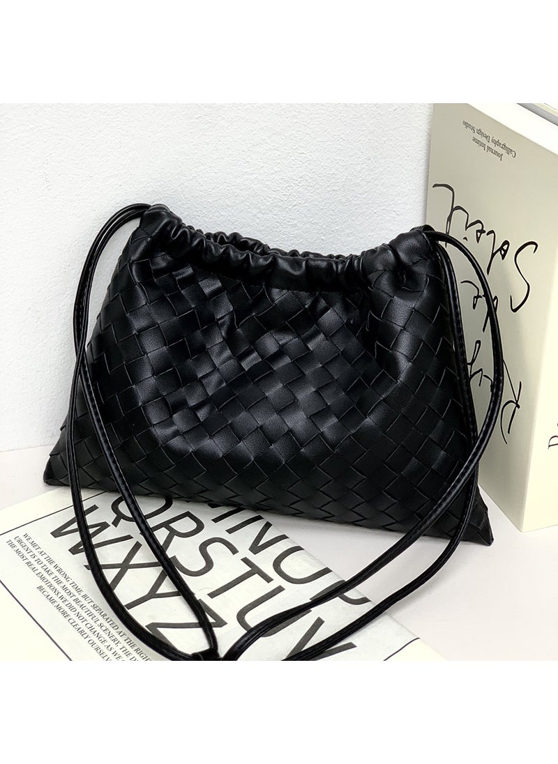 Generic - Woven Womens Bag 2024 New Dumpling Design Cloud Satchel black - Image 1