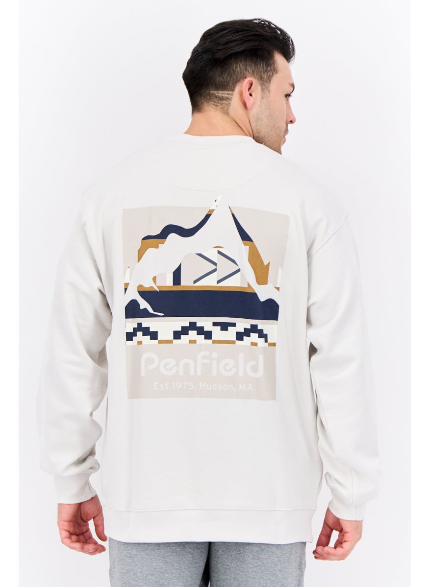 Penfield Men Crew Neck Brand Logo Long Sleeves Sweatshirt, White  - Image 3