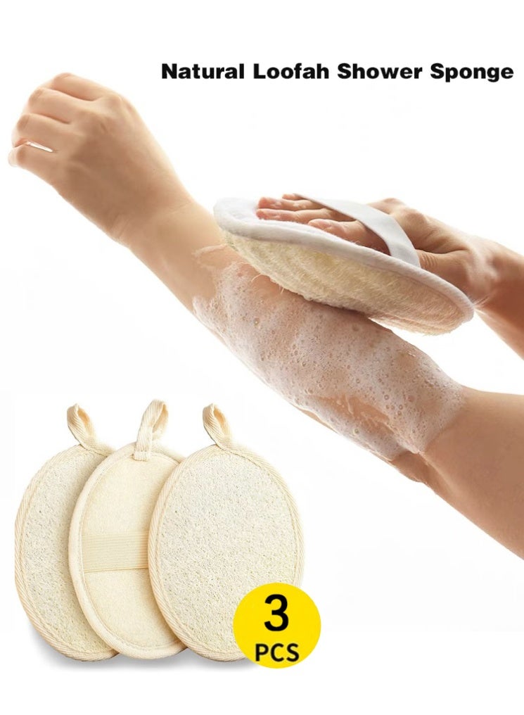 Sunspire 3 Pack Natural Loofah Shower Sponge for Shower Exfoliation for Men and Women Spa Shower, Body Loofah Back Scrub for Cleaning  - Image 1