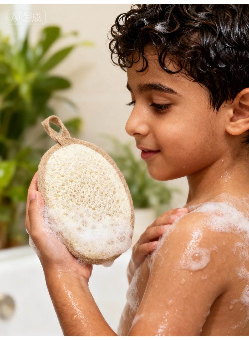 3 packs of natural children's body brush loofah bath, Korean style youth loofah bath sponge cleaning exfoliation, body loofah back scrub - Image 2