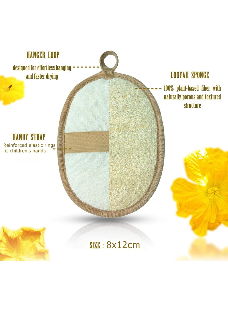 3 packs of natural children's body brush loofah bath, Korean style youth loofah bath sponge cleaning exfoliation, body loofah back scrub - Image 3
