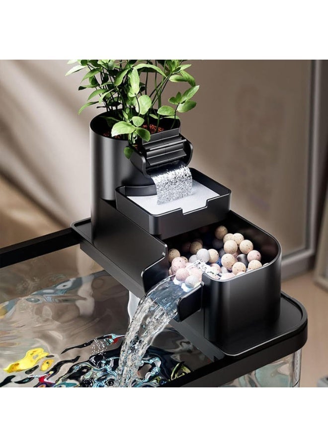  CityRiya-Long حوض أسماك، طقم حوض سمك سطح المكتب 60 سم مع ضوء LED ومضخة فلتر مياه، طقم حوض سمك زجاجي لصندوق السلاحف، منظر مائي لغرف النوم والمكاتب، منطقة حوض أسماك للسلاحف وسرطان البحر والأسماك والبرمائيات والزواحف - Image 5
