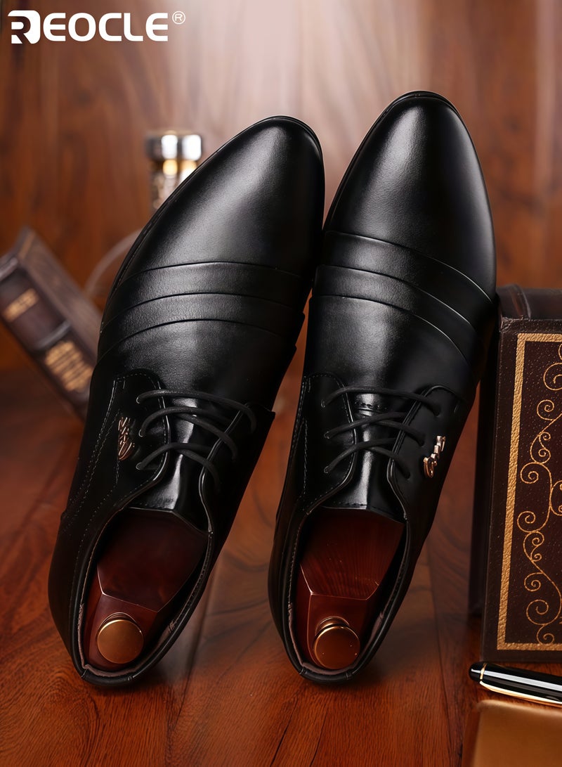 ريوكل أحذية جلدية رجالية أحذية ديربي كلاسيكية عتيقة عرض واسع متاح مريح غير قابل للانزلاق برباط حذاء مطاطي نعل رسمي للأنشطة الخارجية وملابس غير رسمية للرجال - Image 5