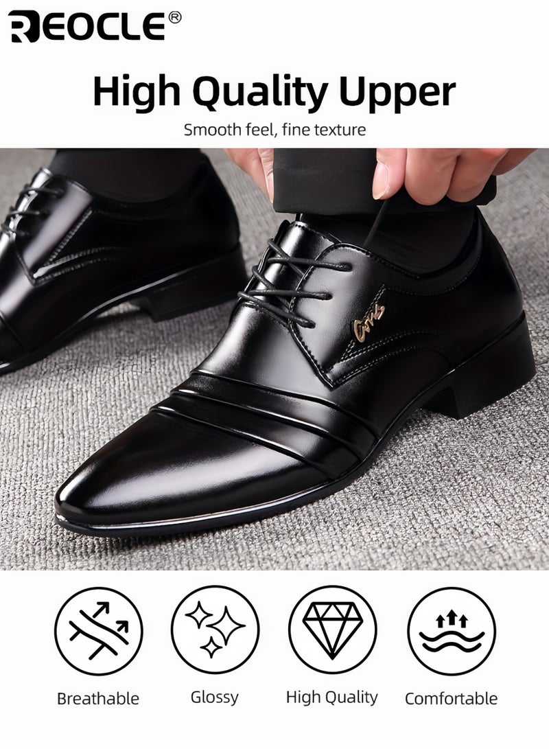ريوكل أحذية جلدية رجالية أحذية ديربي كلاسيكية عتيقة عرض واسع متاح مريح غير قابل للانزلاق برباط حذاء مطاطي نعل رسمي للأنشطة الخارجية وملابس غير رسمية للرجال - Image 3