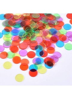 Coopay 900 Pieces Counters Counting Chips Plastic Markers Mixed Transparent Colors For Bingo Chips Game Tokens Contain White Blue Green Yellow Red Purple Colors  - Image 3