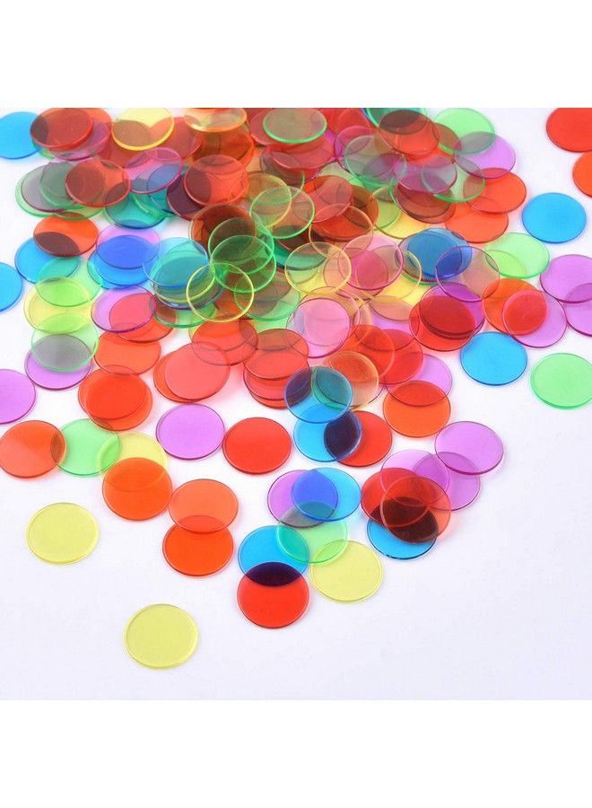 Coopay 900 Pieces Counters Counting Chips Plastic Markers Mixed Transparent Colors For Bingo Chips Game Tokens Contain White Blue Green Yellow Red Purple Colors - Image 3