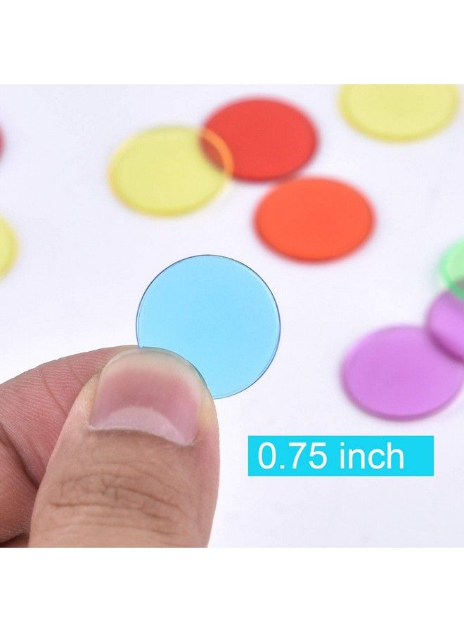 Coopay 900 Pieces Counters Counting Chips Plastic Markers Mixed Transparent Colors For Bingo Chips Game Tokens Contain White Blue Green Yellow Red Purple Colors - Image 5