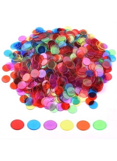 Coopay 900 Pieces Counters Counting Chips Plastic Markers Mixed Transparent Colors For Bingo Chips Game Tokens Contain White Blue Green Yellow Red Purple Colors  - Image 1