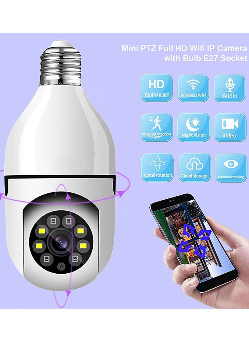 DubaiGallery - WiFi 360 Panoramic Bulb Camera 1080P Security Camera with 2.4GHz WiFi 360 Degree Panoramic viewing Wireless Home Surveillance Camera Night Vision Two Way Audio Smart Motion Detection - Image 1