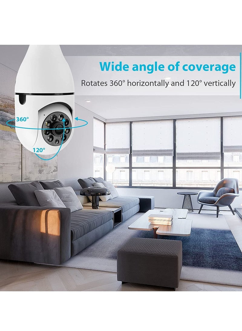 DubaiGallery - WiFi 360 Panoramic Bulb Camera 1080P Security Camera with 2.4GHz WiFi 360 Degree Panoramic viewing Wireless Home Surveillance Camera Night Vision Two Way Audio Smart Motion Detection - Image 1